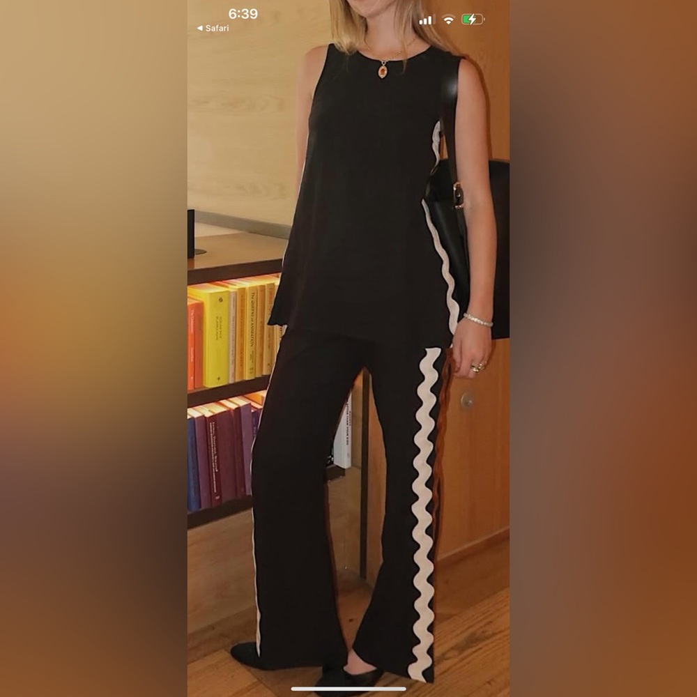 Mister Zimi Black Pants with White Wavy Stripe and matching tank